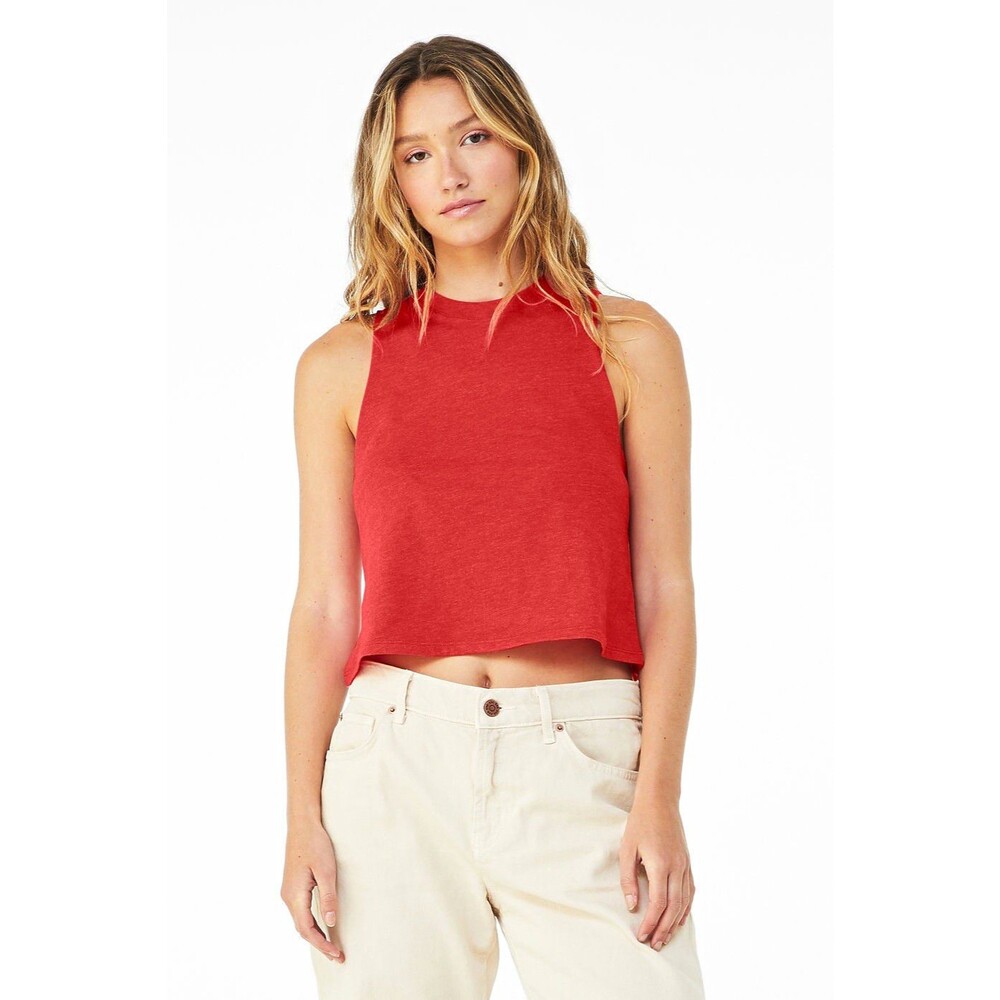 Bella + Canvas 6682 Women's Racerback Cropped Tank - Heather Red